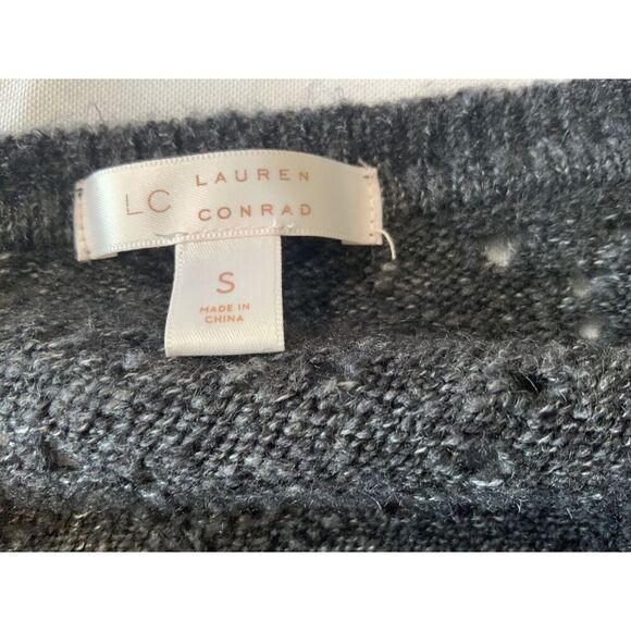 LC Lauren Conrad Gray Knitted Pattern Crew Neck Long Sleeve Sweater Size Small - Picture 9 of 12